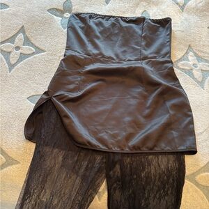 Black Satin and Lace Skirt